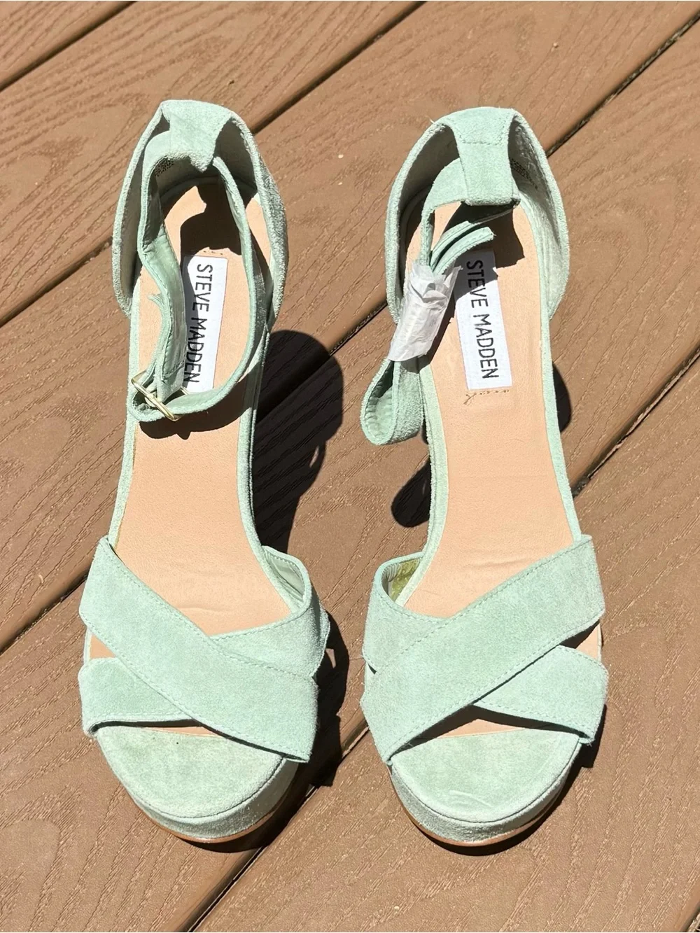 Steve Madden Vintage Mint Green Suede Wedge Heels